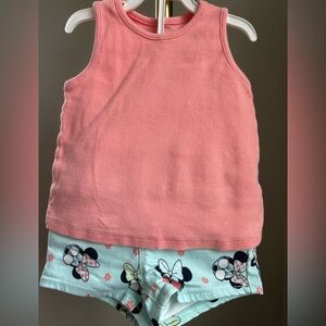 Pink Tank Top and Disney Shorts Set